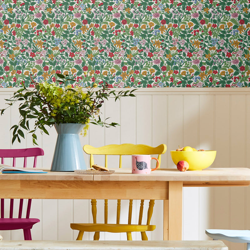 Shop Joules Arts and Crafts Floral Rainbow Wallpaper | Burke Decor