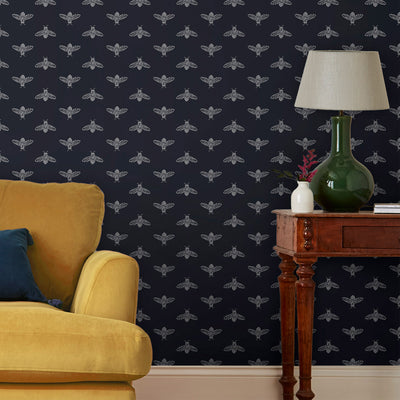 product image for Joules Block Print Bee French Navy Wallpaper by Graham & Brown 88