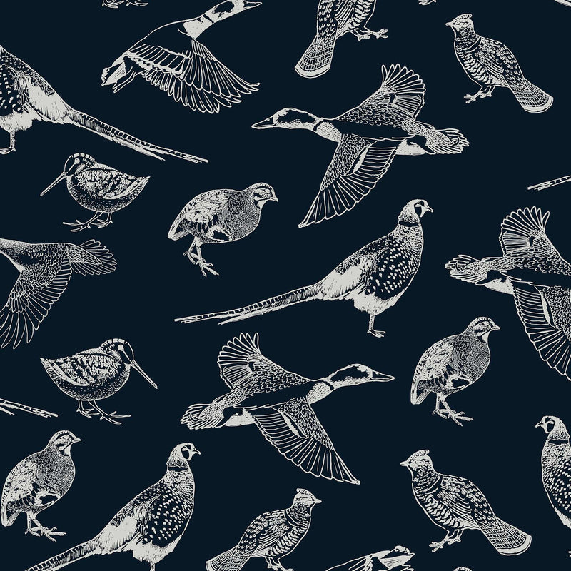 media image for sample joules hunting birds french navy wallpaper by graham and brown 1 265