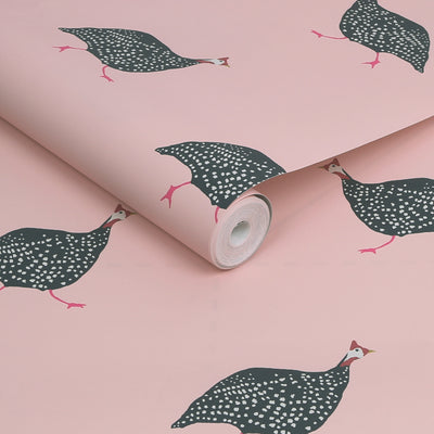 product image for Joules Guinea Fowl Blush Pink Wallpaper by Graham & Brown 92