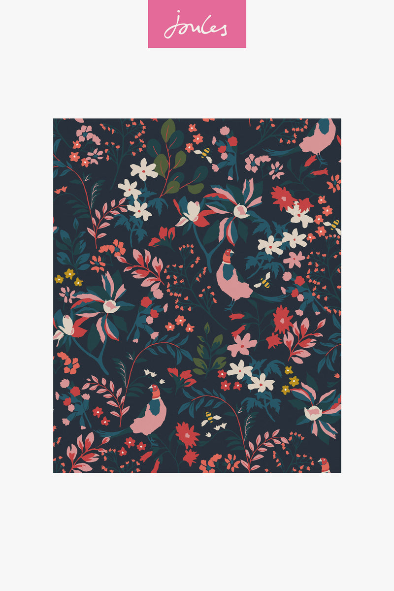 media image for Joules Fields Edge Floral French Navy Wallpaper by Graham & Brown 244