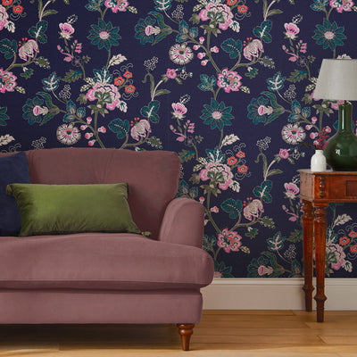 product image for Joules Vine Cottage Floral Royal Navy Wallpaper by Graham & Brown 50