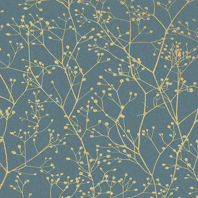 product image of Clarissa Hulse Gypsophila Airforce Blue and Soft Gold Wallpaper 515