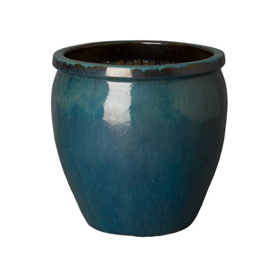 product image for round planter w teal glaze 2 31