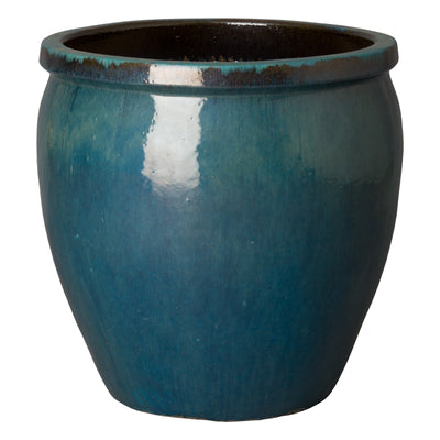 product image for round planter w teal glaze 3 66