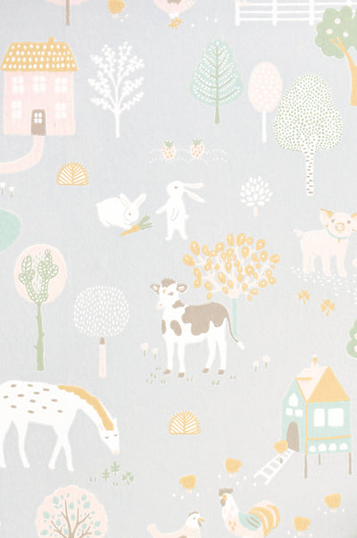 product image for My Farm Soft Grey Wallpaper by Majvillan 97