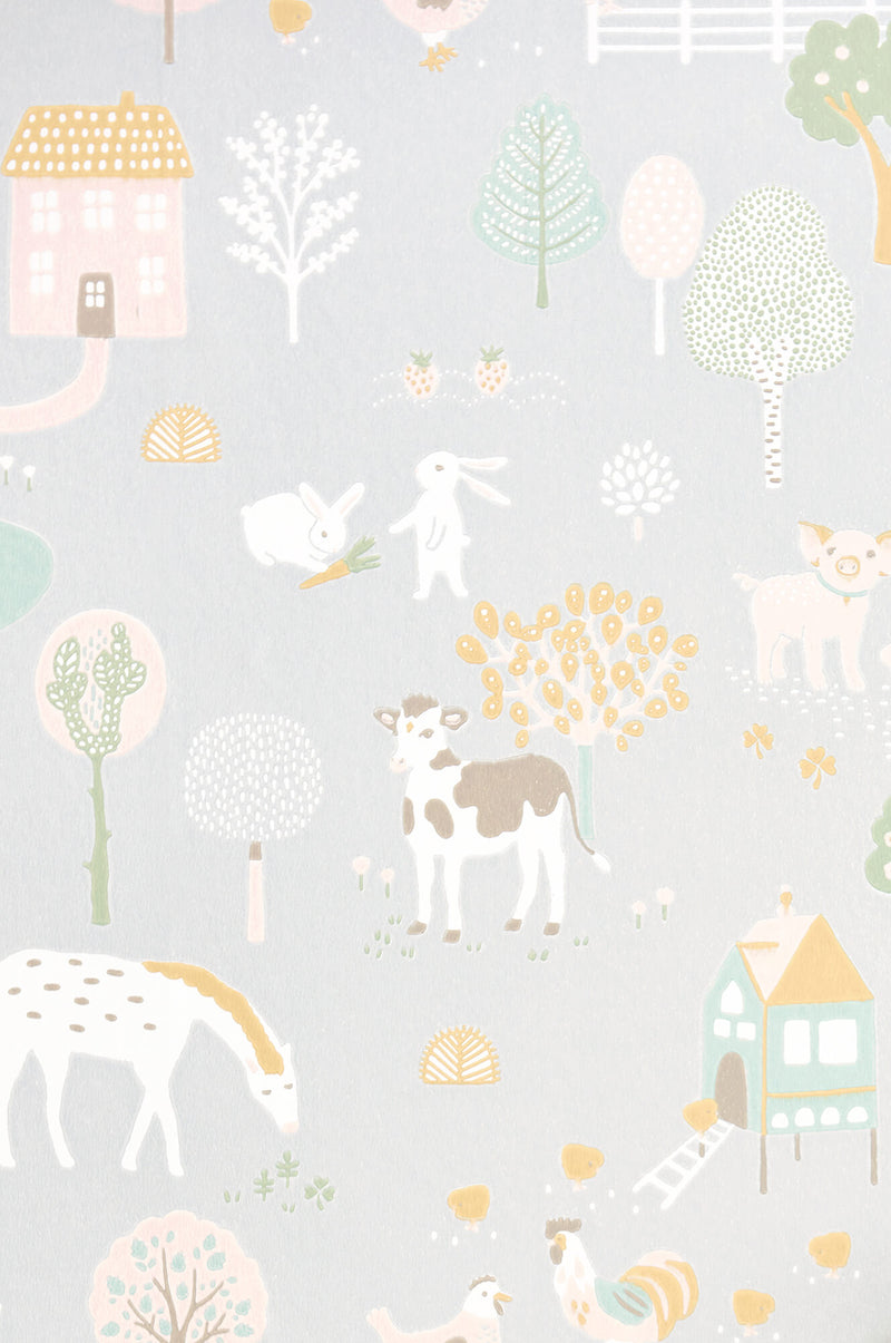 media image for My Farm Soft Grey Wallpaper by Majvillan 280