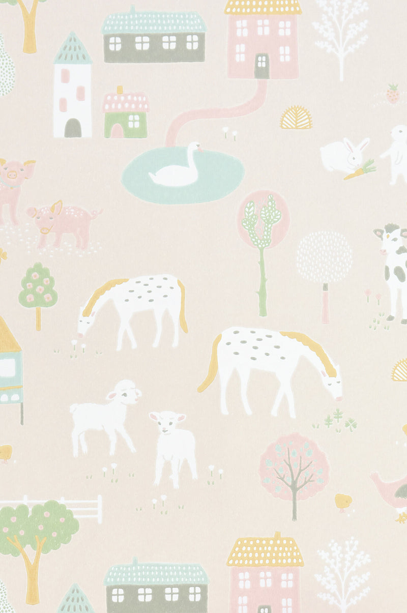 media image for My Farm Soft Pink Wallpaper by Majvillan 234