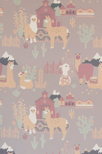 product image of Lama Village Evening Lilac Wallpaper by Majvillan 523