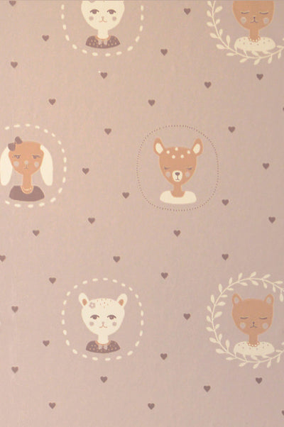 product image of Hearts Dusty Warm Lilac Wallpaper by Majvillan 570