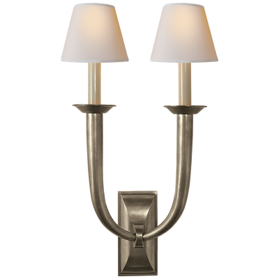 product image of french deco horn double sconce with natural paper shades by studio vc 1 538