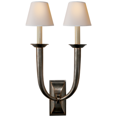 product image for french deco horn double sconce with natural paper shades by studio vc 2 51