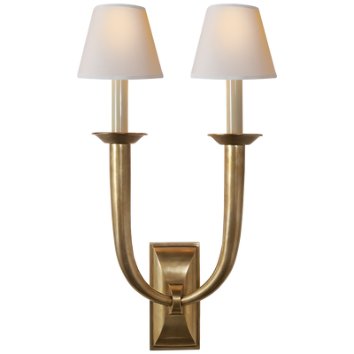 product image for french deco horn double sconce with natural paper shades by studio vc 3 65