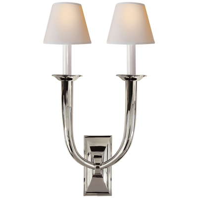 product image for french deco horn double sconce with natural paper shades by studio vc 4 92