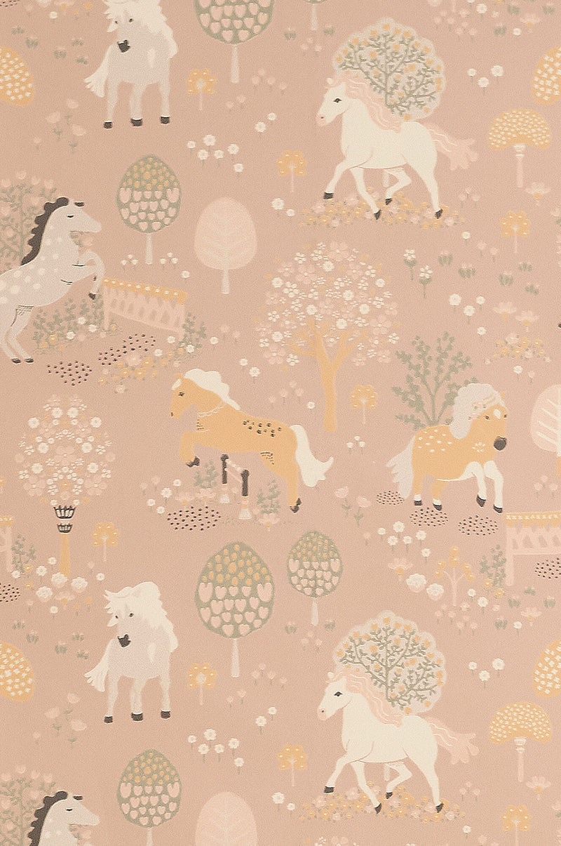 media image for My Sweet Pony Wallpaper in Dreamy Pink 256