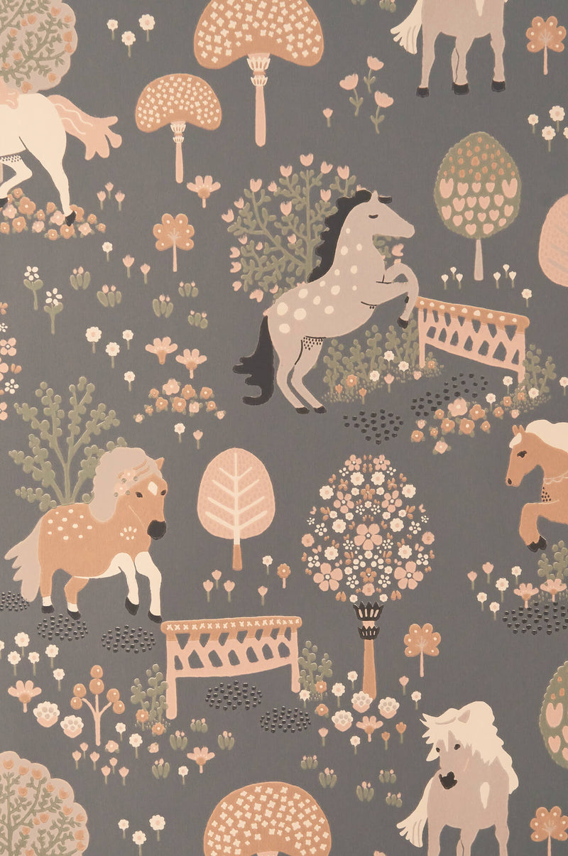 media image for My Sweet Pony Wallpaper in Midnight Blue 279