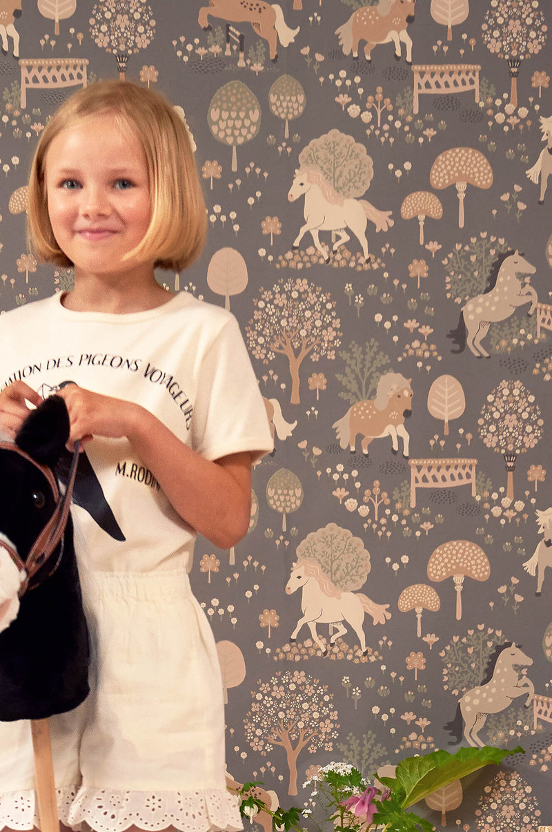 media image for My Sweet Pony Wallpaper in Midnight Blue 226