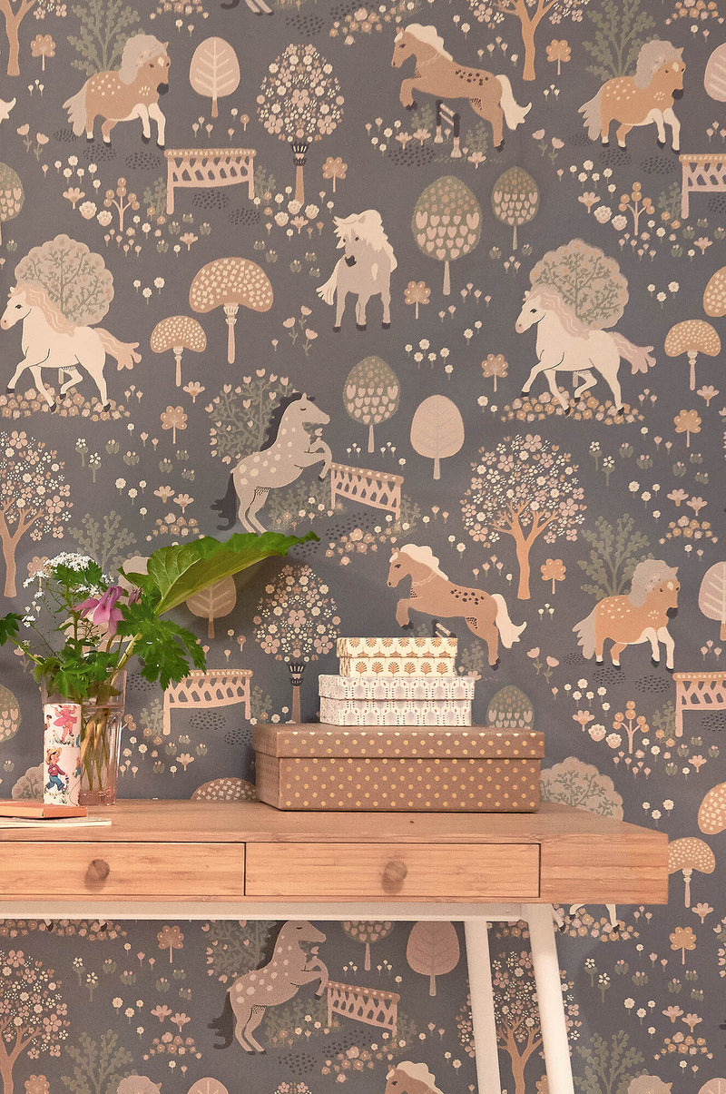 media image for My Sweet Pony Wallpaper in Midnight Blue 282