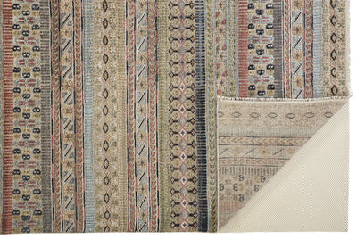 product image for Eckhart Hand Knotted Tan and Blue Rug by BD Fine Fold Image 1 4