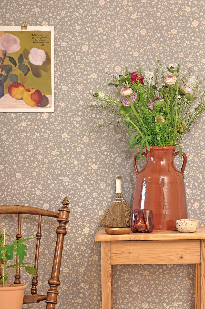 media image for Flora Wallpaper in Dusty Blue 27
