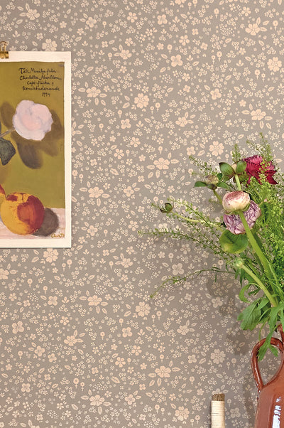 product image for Flora Wallpaper in Dusty Blue 81