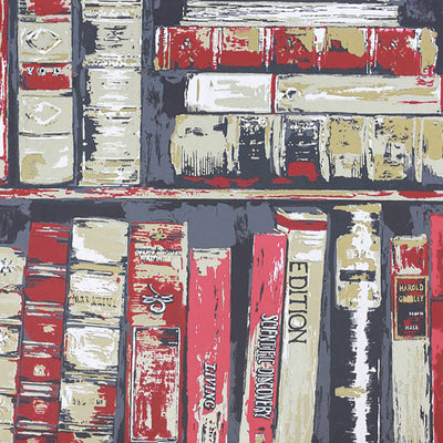 product image of Books Antique Wallpaper in Black/Burgundy/Red 587