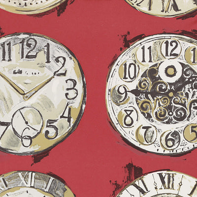 product image of Clocks Antique Wallpaper in Black/Burgundy/Red 553