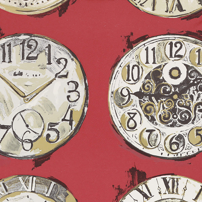 media image for Clocks Antique Wallpaper in Black/Burgundy/Red 257