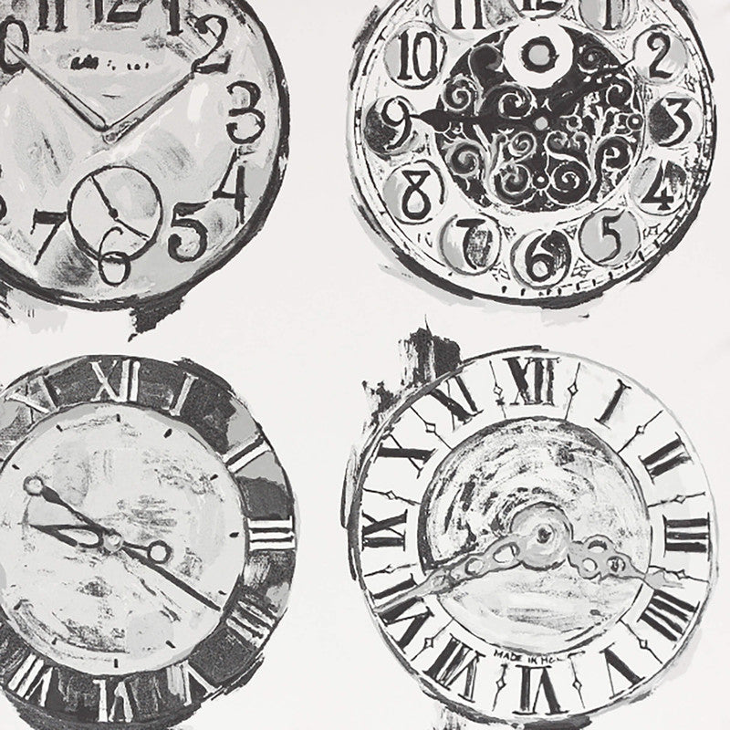 media image for Clocks Antique Wallpaper in Black/Grey/Silver/Off-White 249