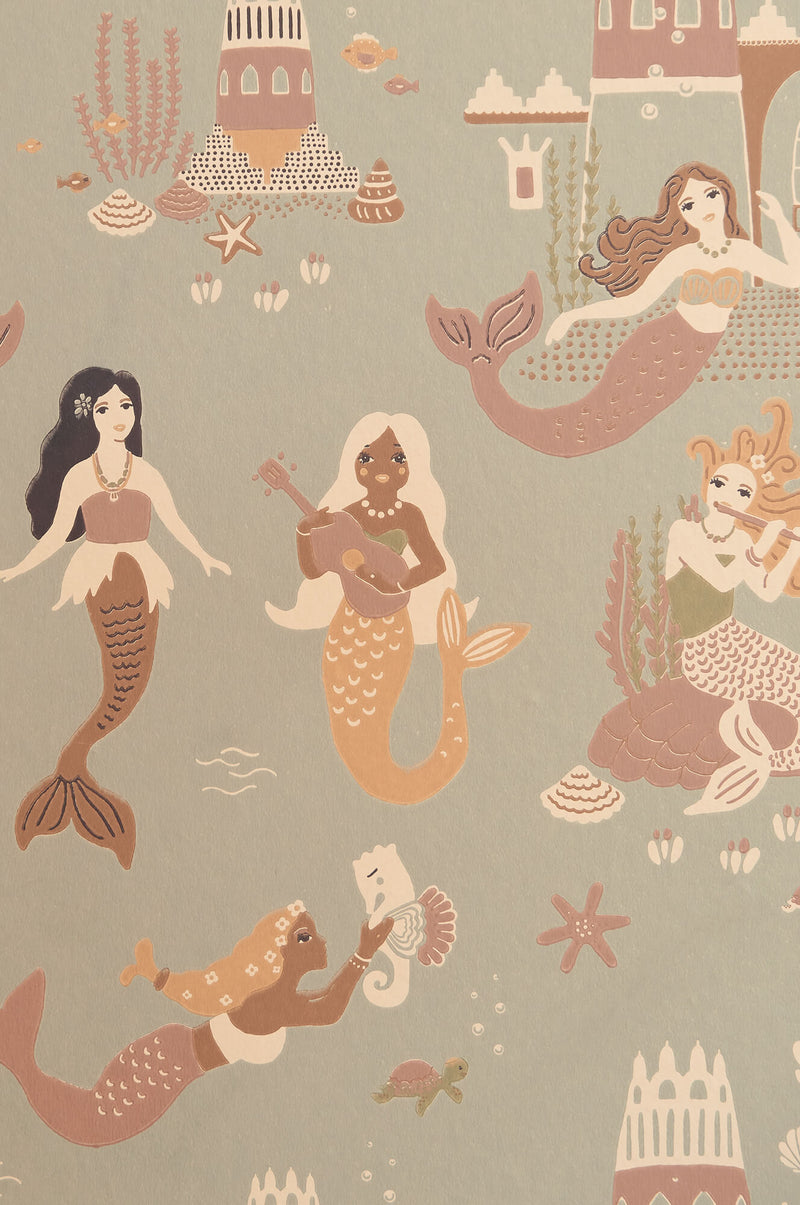 media image for Mermaid Reef Wallpaper in Ocean Blue 252