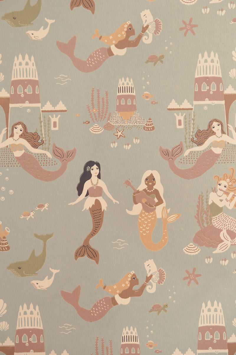media image for Mermaid Reef Wallpaper in Ocean Blue 224