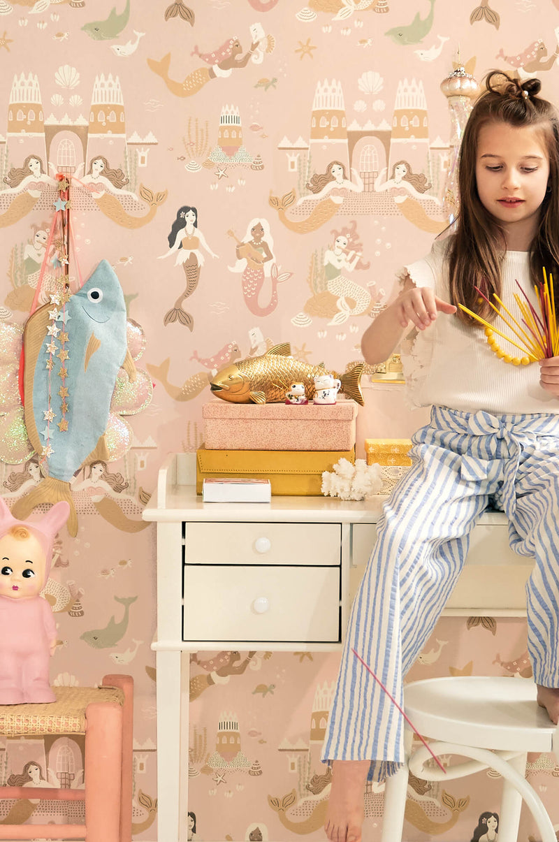 media image for Mermaid Reef Wallpaper in Sweet Pink 221