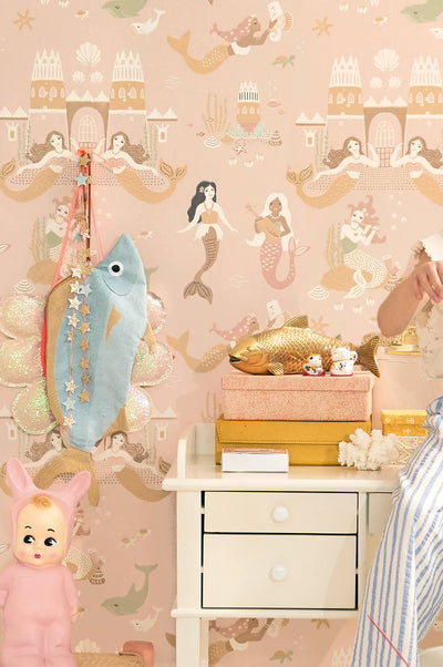 product image for Mermaid Reef Wallpaper in Sweet Pink 8