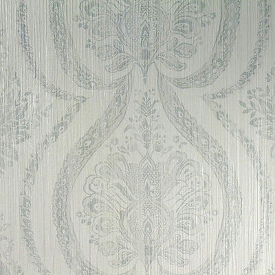 product image of Damask Stria Transitional Wallpaper in Green/Grey 590