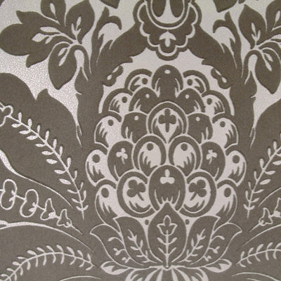 product image for Damask Flocked Wallpaper in Grey 52