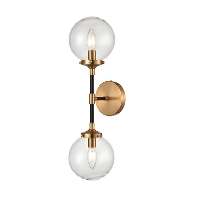 product image of Boudreaux 2-Light Sconce in Matte Black and Antique Gold with Clear Glass by BD Fine Lighting 561