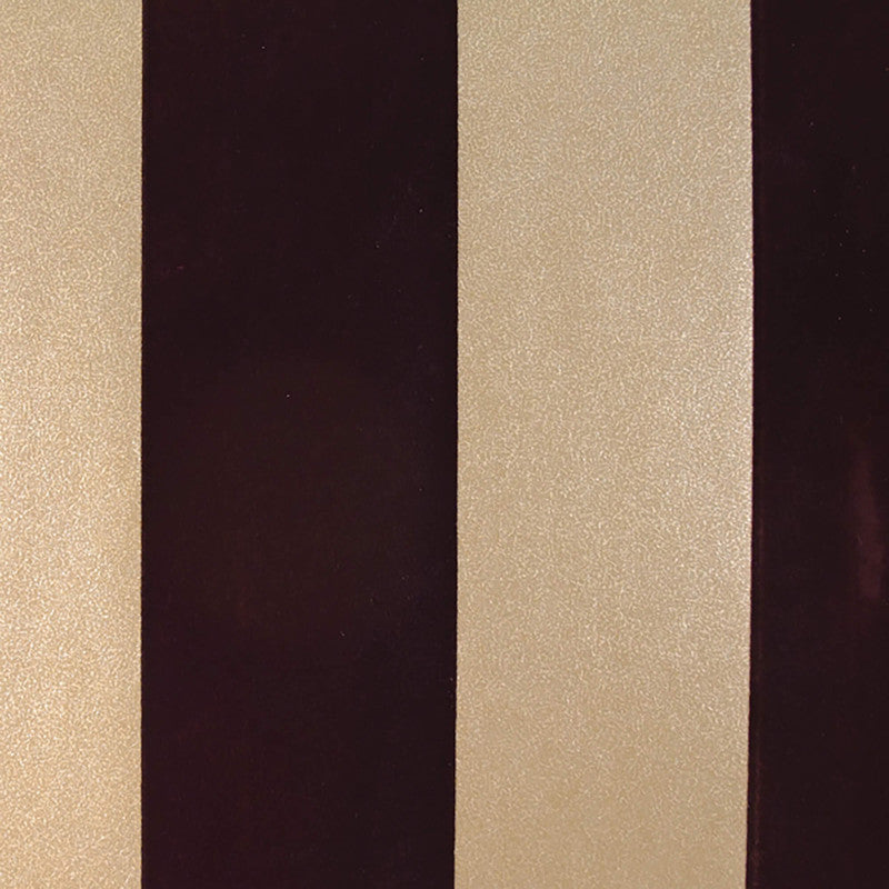 media image for Stripe Wide Flocked Textured Wallpaper in Gold/Eggplant 224
