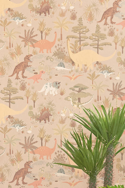 product image for Dinosaur Vibes Wallpaper in Sandy Beige 65