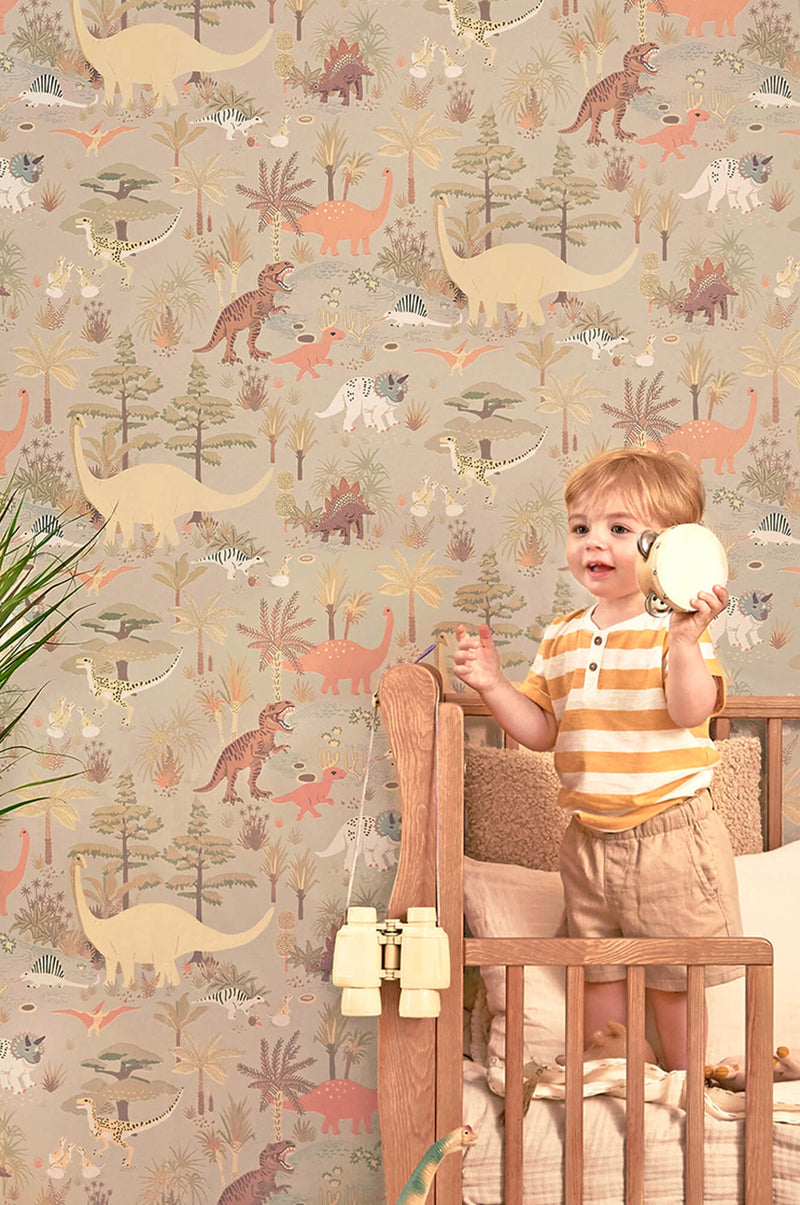 media image for Dinosaur Vibes Wallpaper in Soft Green 252