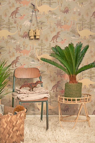 product image for Dinosaur Vibes Wallpaper in Soft Green 95