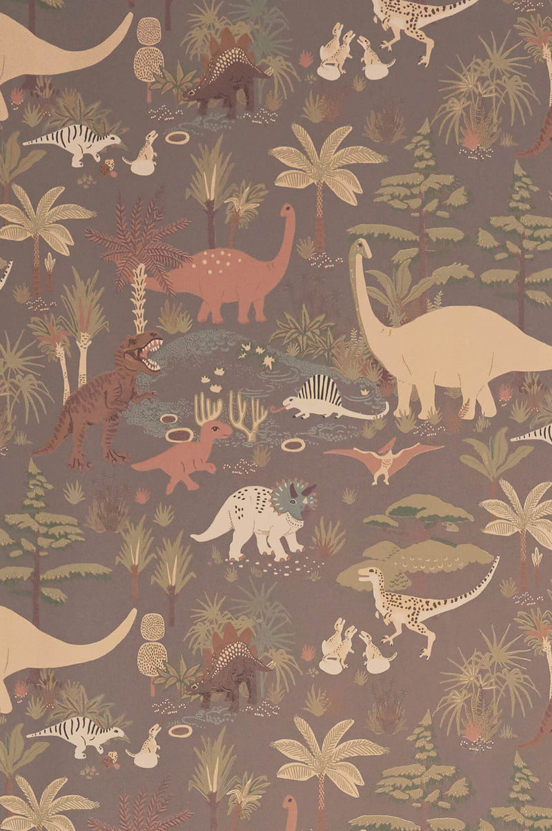 media image for Dinosaur Vibes Wallpaper in Evening Grey 288