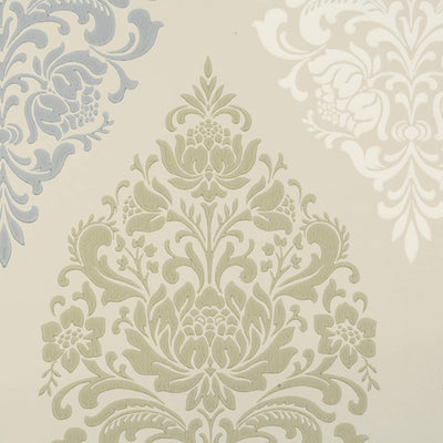product image of Damask Modern Wallpaper in Ivory/Taupe/Blue 529