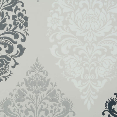 product image of Damask Modern Wallpaper in Ivory/Grey/Black 598