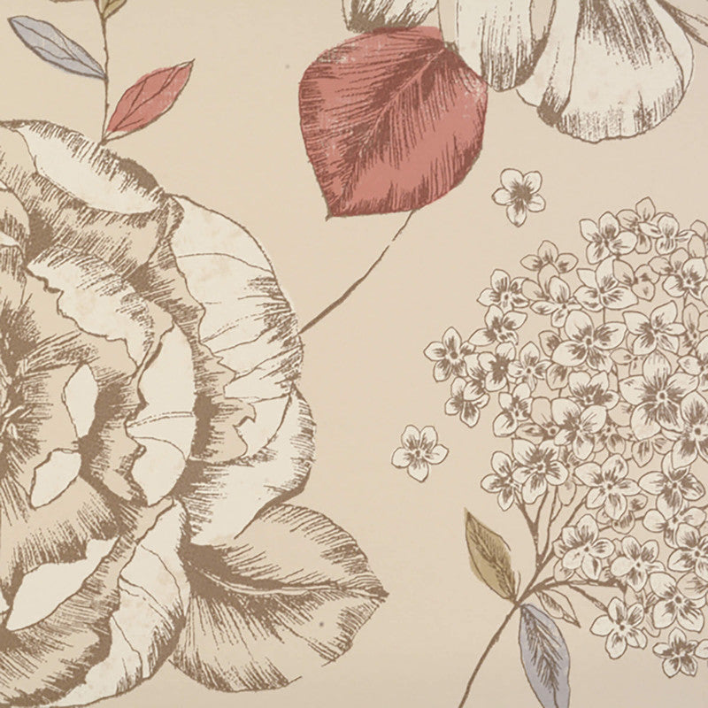 media image for Botanical Floral Bold Wallpaper in Cream/Rose/Blue 295