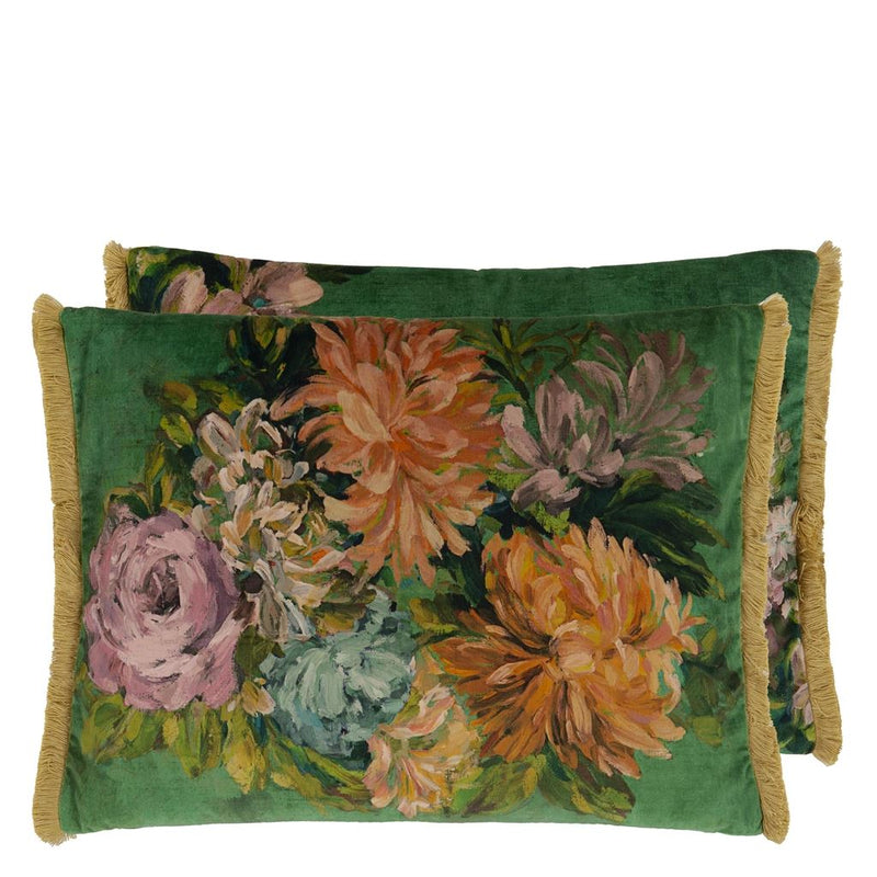 media image for Fleurs D Artistes Velours Vintage Green Cushion By Designers Guild Ccdg1461 1 250