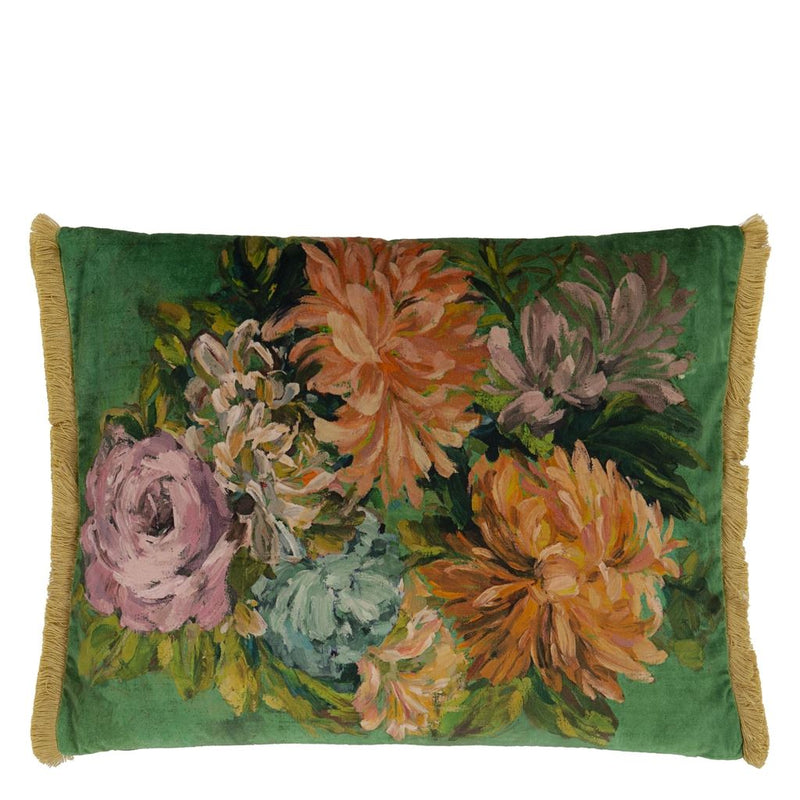 media image for Fleurs D Artistes Velours Vintage Green Cushion By Designers Guild Ccdg1461 2 260