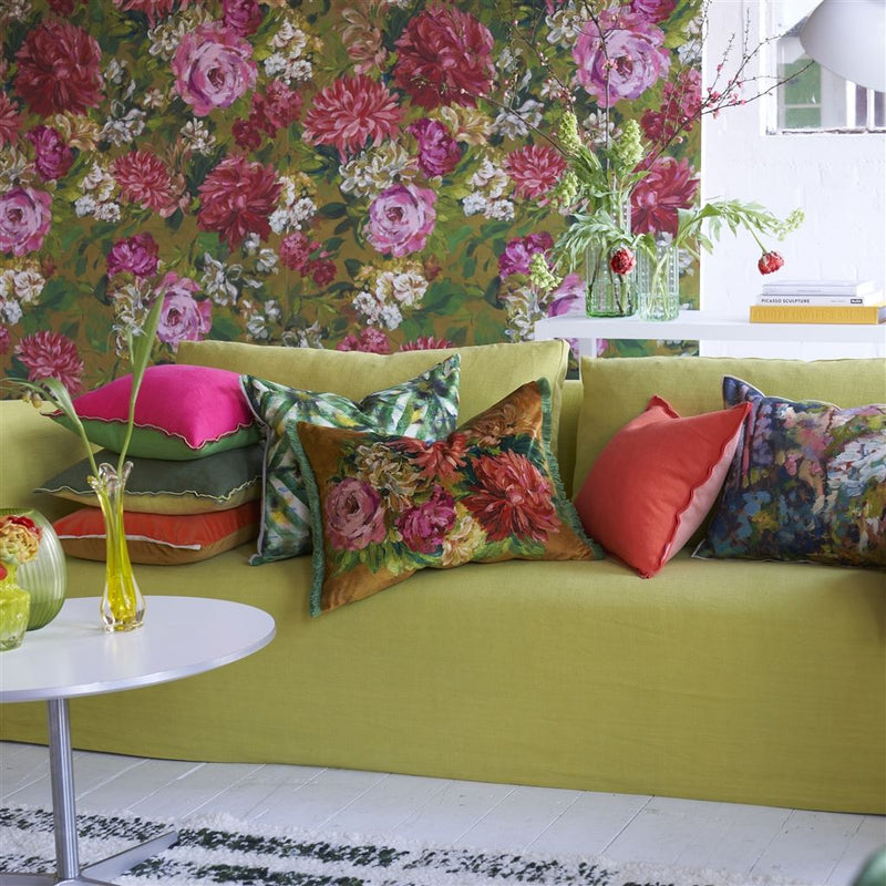 media image for Fleurs D Artistes Velours Terracotta Cushion By Designers Guild Ccdg1462 8 291