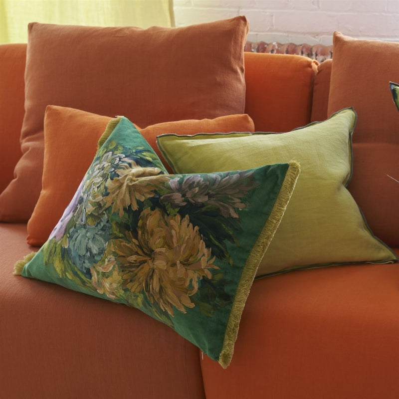 media image for Fleurs D Artistes Velours Vintage Green Cushion By Designers Guild Ccdg1461 5 290