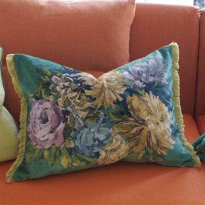 product image for Fleurs D Artistes Velours Vintage Green Cushion By Designers Guild Ccdg1461 4 76