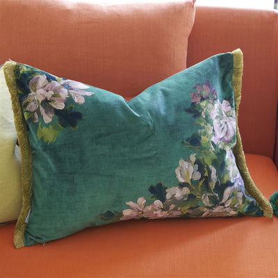 product image for Fleurs D Artistes Velours Vintage Green Cushion By Designers Guild Ccdg1461 6 35